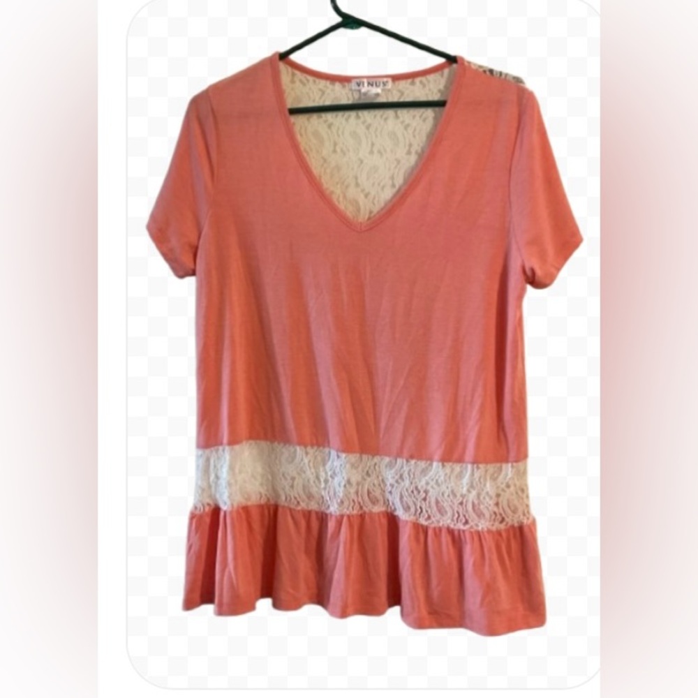 Venus Top Peach White Lace Drop Waist Bohemian Festival Coastal